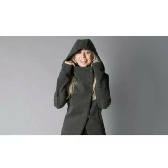 BETABRAND All Day Gray Mock Neck Coat Jacket - Picture 3 of 8